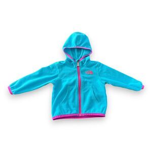The North Face Fleece Jacket Baby Girl 6-12 Months Aqua/Blue and Bright Pink
